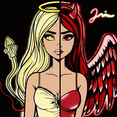 devil vs angel realistic girl