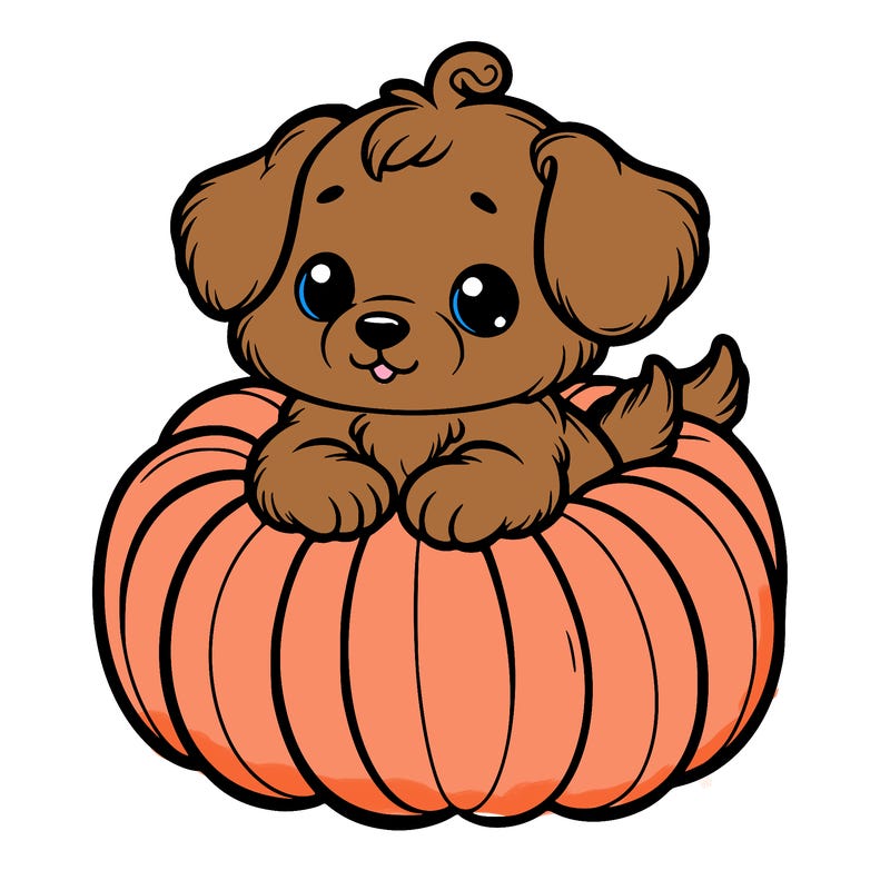 cute little puppy in a pumpkin