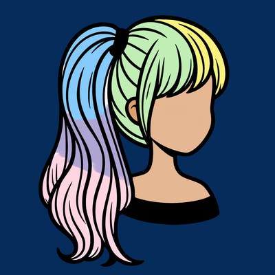 long hair in a ponytail