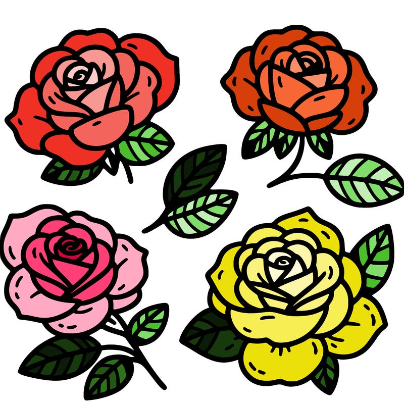 cute four pieces roses