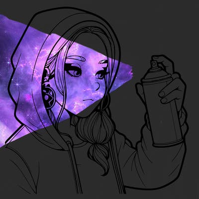 a realistic girl, spray painting