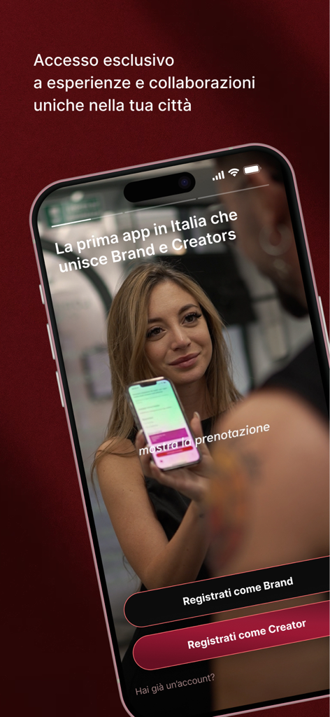 Animo Secret Club - Animo Secret Club welcome screen with registration buttons for brands and content creators