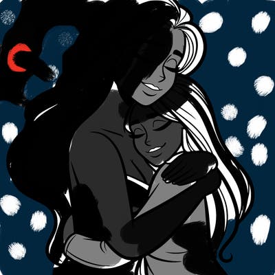 woman hugging another person