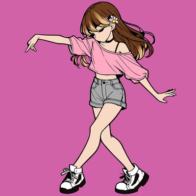 realistic girl danceing