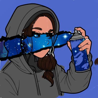 a realistic girl, spray painting