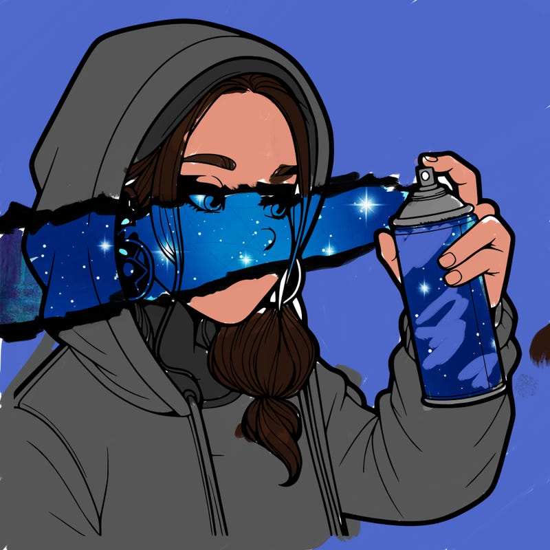 a realistic girl, spray painting