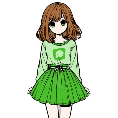 realistic girl with a skirt on