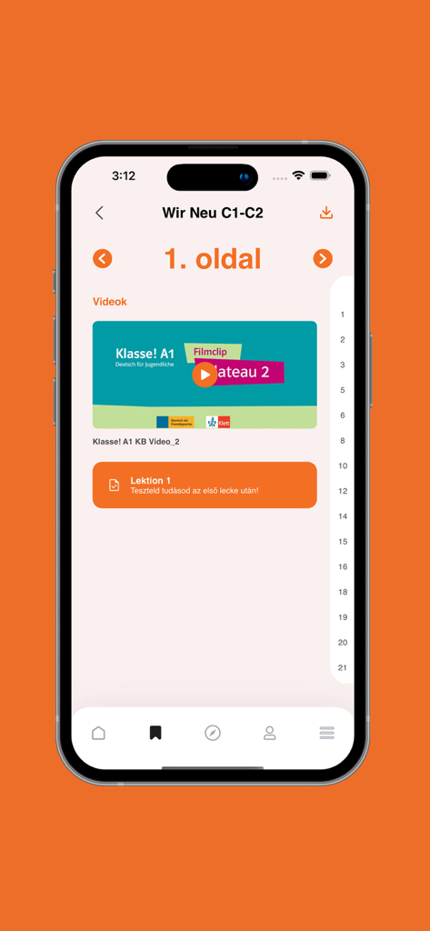 Oberfläche der Raabe Klett Bildungs-App, die Videoinhalte und Unterrichtsaktivitäten für Schüler anzeigt