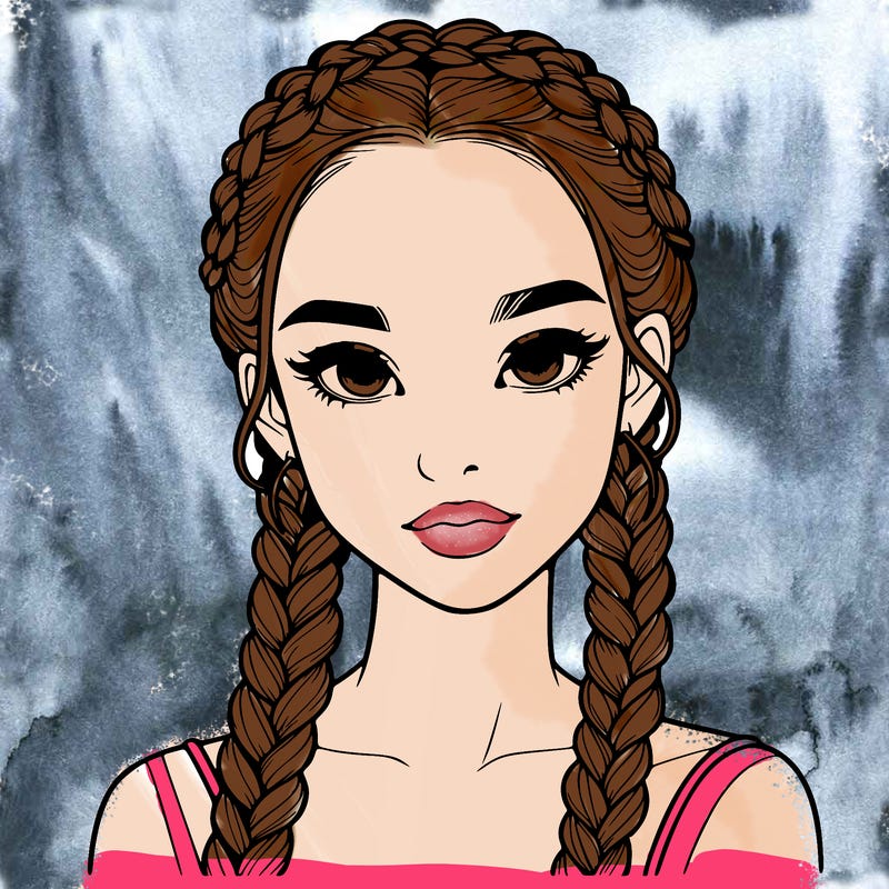 realistic girl with braids