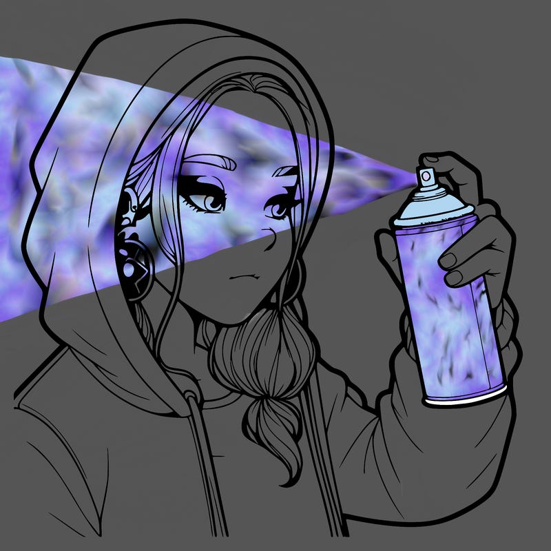 a realistic girl, spray painting