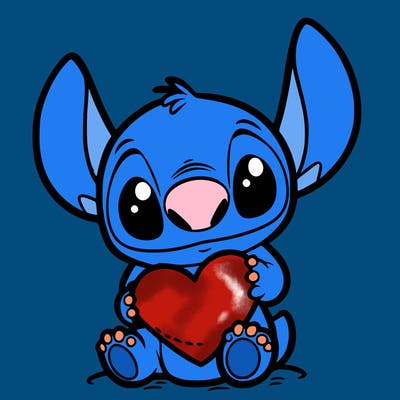 stich holding a heart