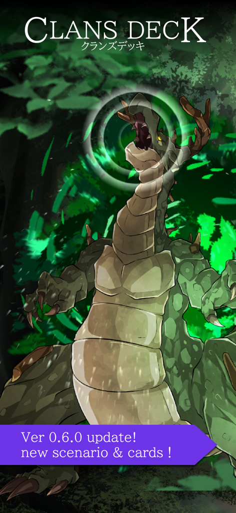 Clans Deck - Un grand monstre vert avec des bois rugissant dans une forêt pour la mise à jour du jeu Clans Deck
