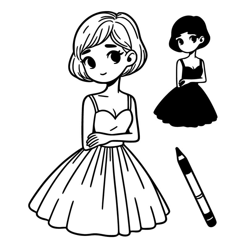 a women with short hair in a dress