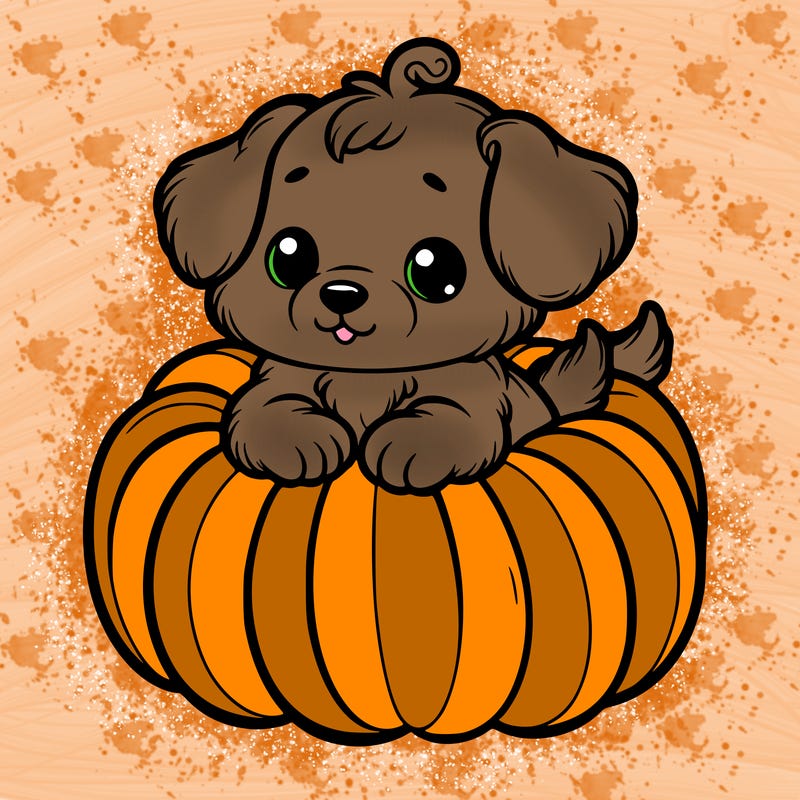 cute little puppy in a pumpkin