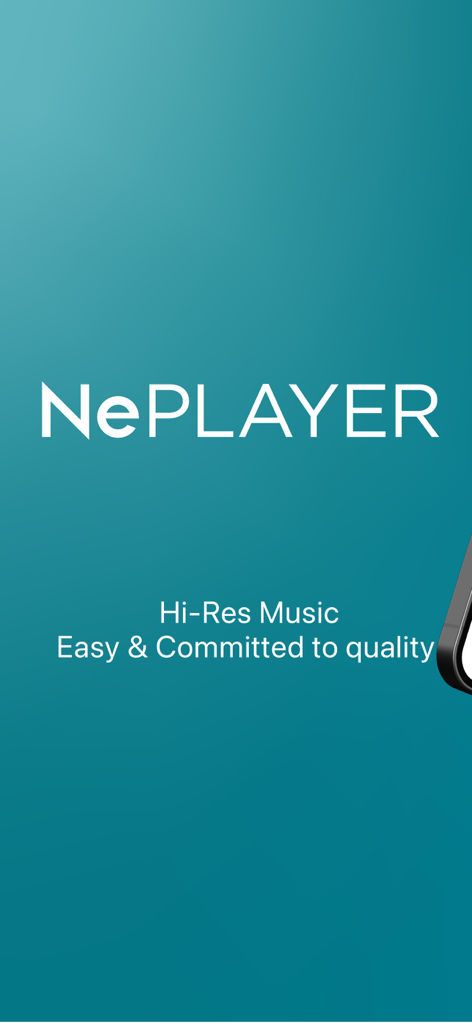 Hi-Res music player-NePLAYER - Pantalla de introducción de la aplicación NePLAYER con el eslogan de calidad de música Hi-Res