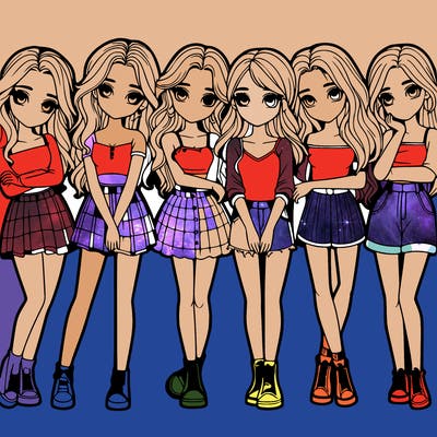 a group of girls realistic