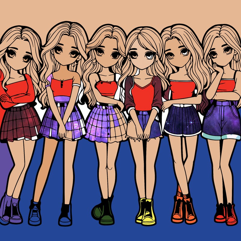 a group of girls realistic