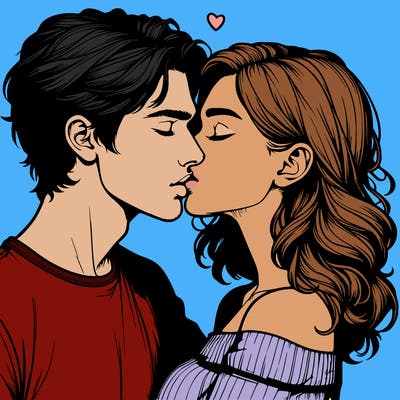 realistic couple kissing