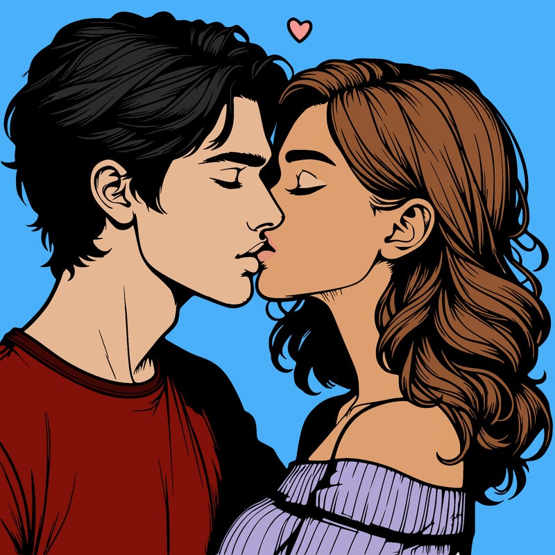 realistic couple kissing