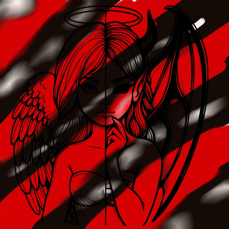 realistic angel half demon