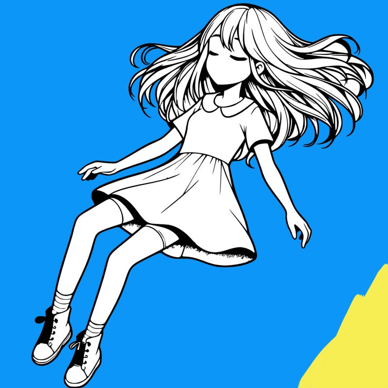 realistic girl floating