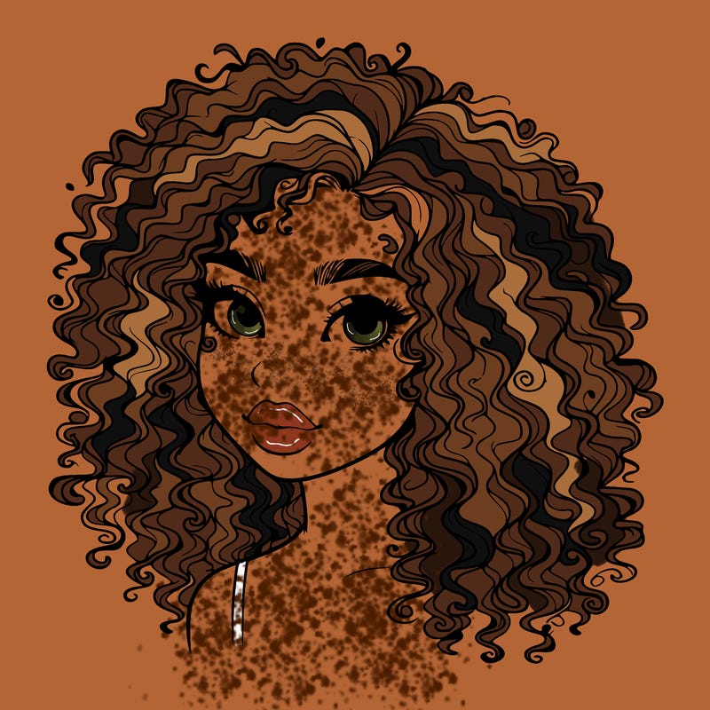 girl with curly hair realistic