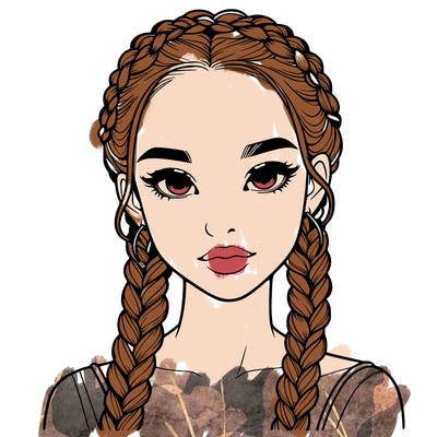 realistic girl with braids