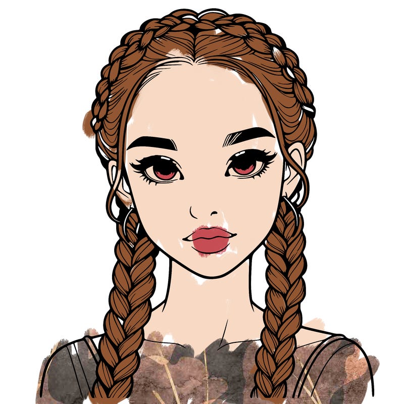 realistic girl with braids