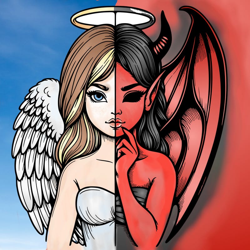 realistic angel half demon