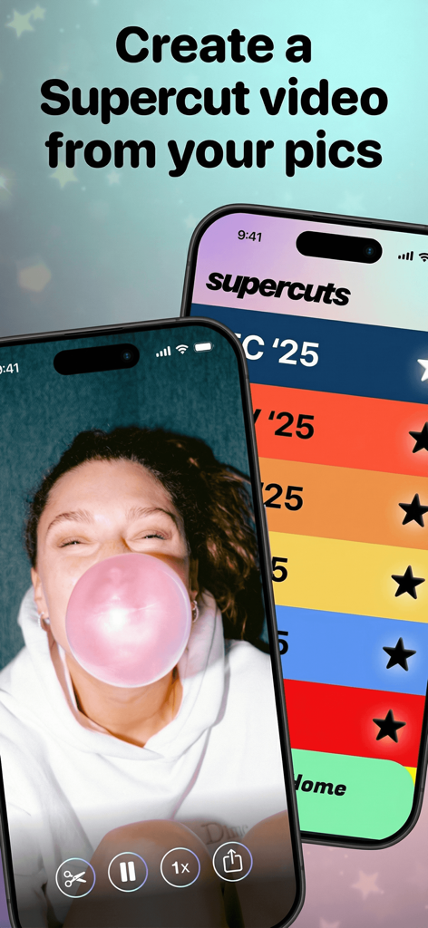 Photo Cleaner: Swipewipe - Un teléfono inteligente que muestra la creación de un video súper compilado a partir de fotos personales en la aplicación Swipewipe.