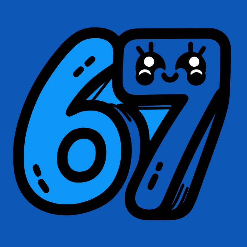 the numbers 67