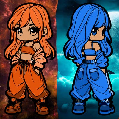 girl in crop top and baggy pants