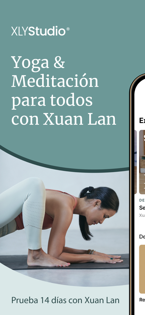 Xuan Lan Yoga y Bienestar - Woman practicing yoga pose in the Xuan Lan Yoga and Bienestar app interface
