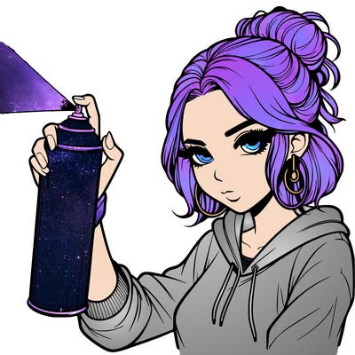 a realistic girl spray painting