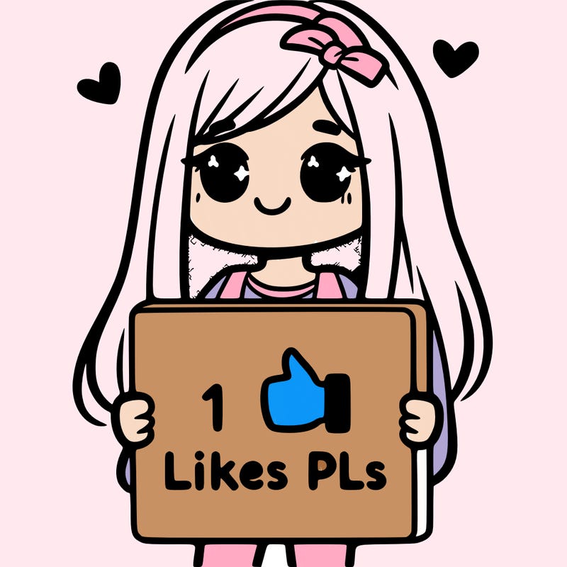 girl holding a sign saying 10 likes pls