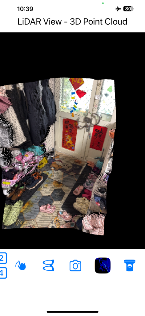 LiDAR View - 3D-Punktwolkenvisualisierung eines Rauminnenraums mit der LiDAR View App