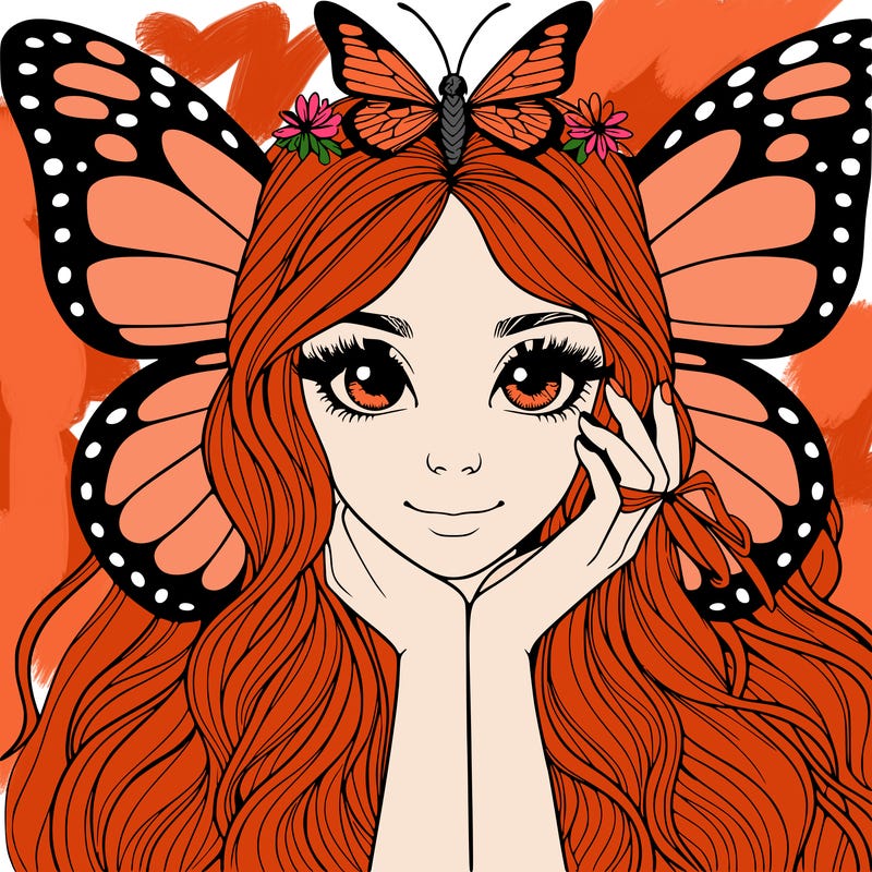 butterfly realistic girl