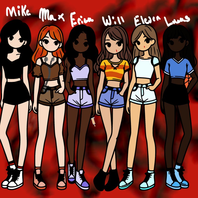 a group of girls wearing crop tops and shorts