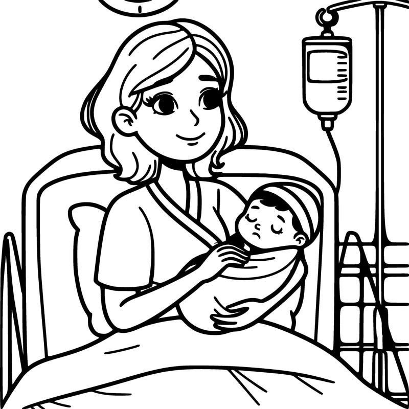 woman holding baby in hospital bed