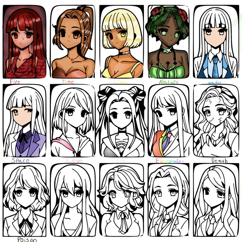 girls that look diffrent anime