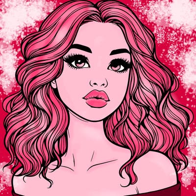 realistic girl with wavy hair and lips