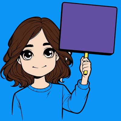 realistic girl holding up a sign