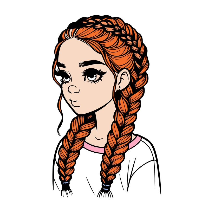 realistic girl with braids