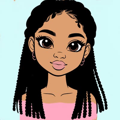 a realistic black girl with braids