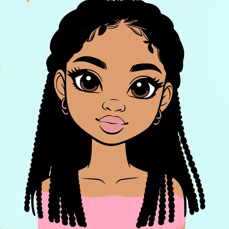a realistic black girl with braids