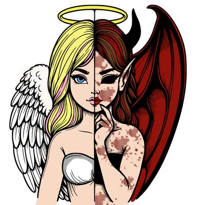 realistic angel half demon