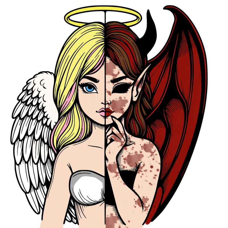 realistic angel half demon