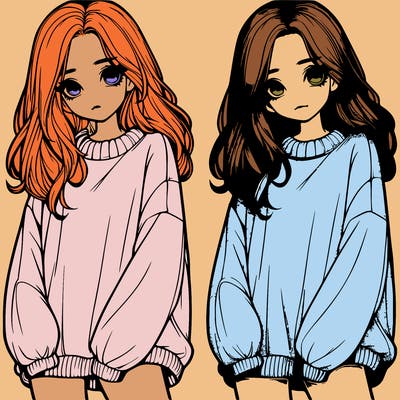 realistic girl with baggy sweater