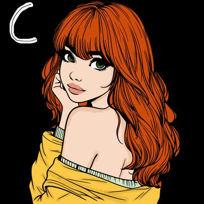 realistic girl with bangs looking over her shoulder