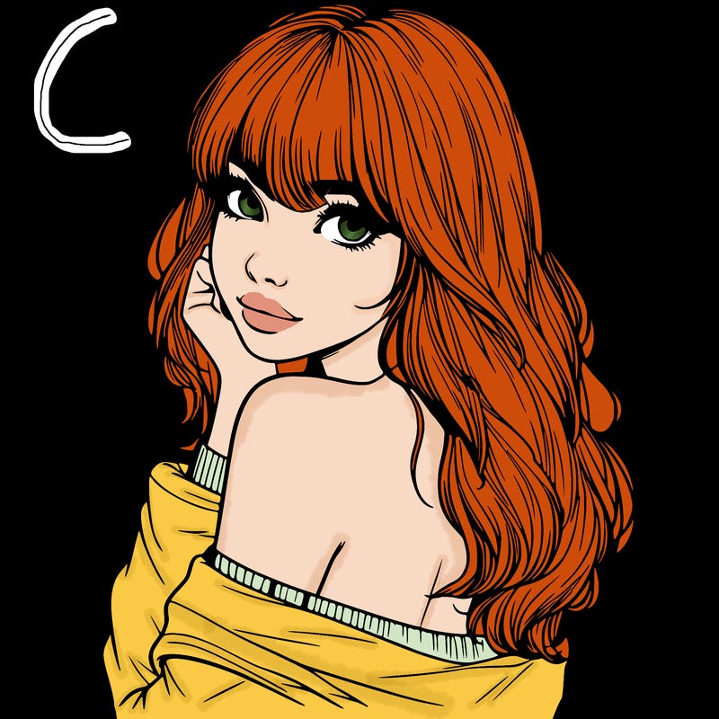 realistic girl with bangs looking over her shoulder